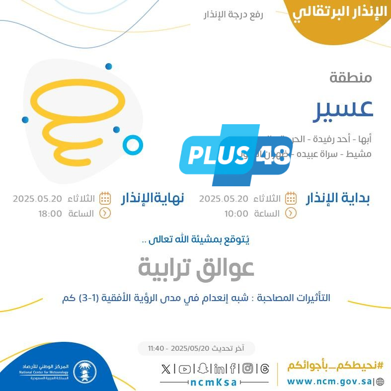 حالة الطقس اليوم في عسير: الإنذار البرتقالي في أبها وأحد رفيدة والحرجة والربوعة وخميس مشيط وسراة عبيده وظهران الجنوب