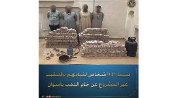 القبض على عصابة التنقيب عن الذهب بأسوان وبحوزتهم مضبوطات تجاوزت 77 مليون جنيه