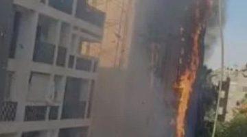 حريق عقار ميدان لبنان.. إخلاء فوري من السكان ومحاولات مستمرة للسيطرة