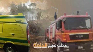 الحماية المدنية تخمد حريق مخزن أخشاب بقرية العمار بطوخ