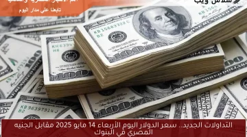 التداولات الجديد.. سعر الدولار اليوم الأربعاء 14 مايو 2025 مقابل الجنيه المصري في البنوك