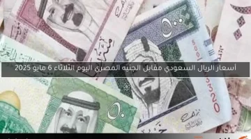 سعر الريال السعودي مقابل الجنيه المصري اليوم الثلاثاء 6 مايو 2025