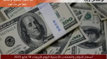 أسعار الدولار والعملات الأجنبية اليوم الأربعاء 14 مايو 2025