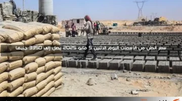 أسعار الأسمنت اليوم الخميس 8 مايو 2025 تصل إلى 3350 جنيها للطن
