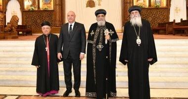 البابا تواضروس يستقبل الرئيس اللبناني بالكاتدرائية