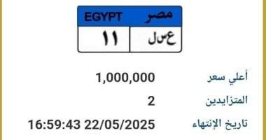 سعرها وصل مليون جنيه.. طرح لوحة سيارة مميزة رقمها “ع سـ ل 11” بالمزاد