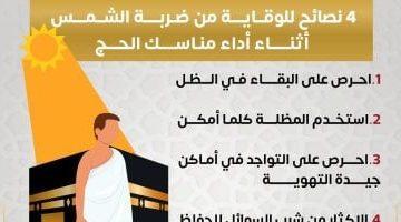 الصحة تحذر الحجاج: اتبعوا هذه النصائح الأربعة لتجنب ضربة الشمس.. إنفوجراف