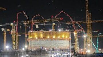 اكتمال أعمال الصبة الخرسانية للمستوى الثانى لوعاء الاحتواء الداخلى بالمفاعل الثانى بالضبعة