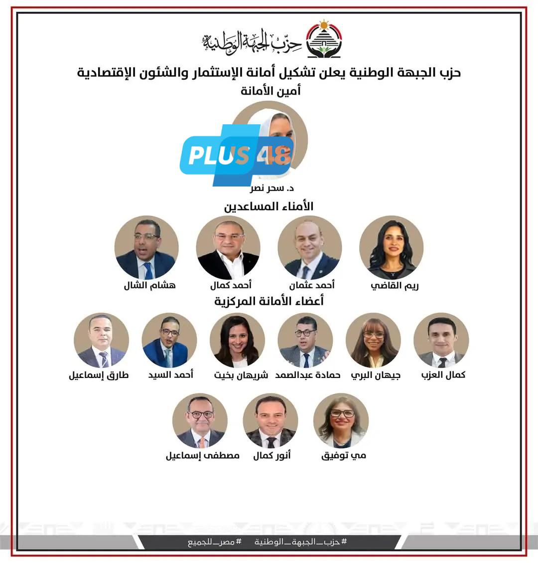 حزب الجبهة الوطنية يُعلن تشكيل أمانة الاستثمار والشؤون الاقتصادية برئاسة سحر نصر