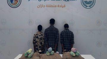 القبض على (3) مخالفين من الجنسية الإثيوبية لتهريبهم (60) كجم من القات المخدر #عاجل