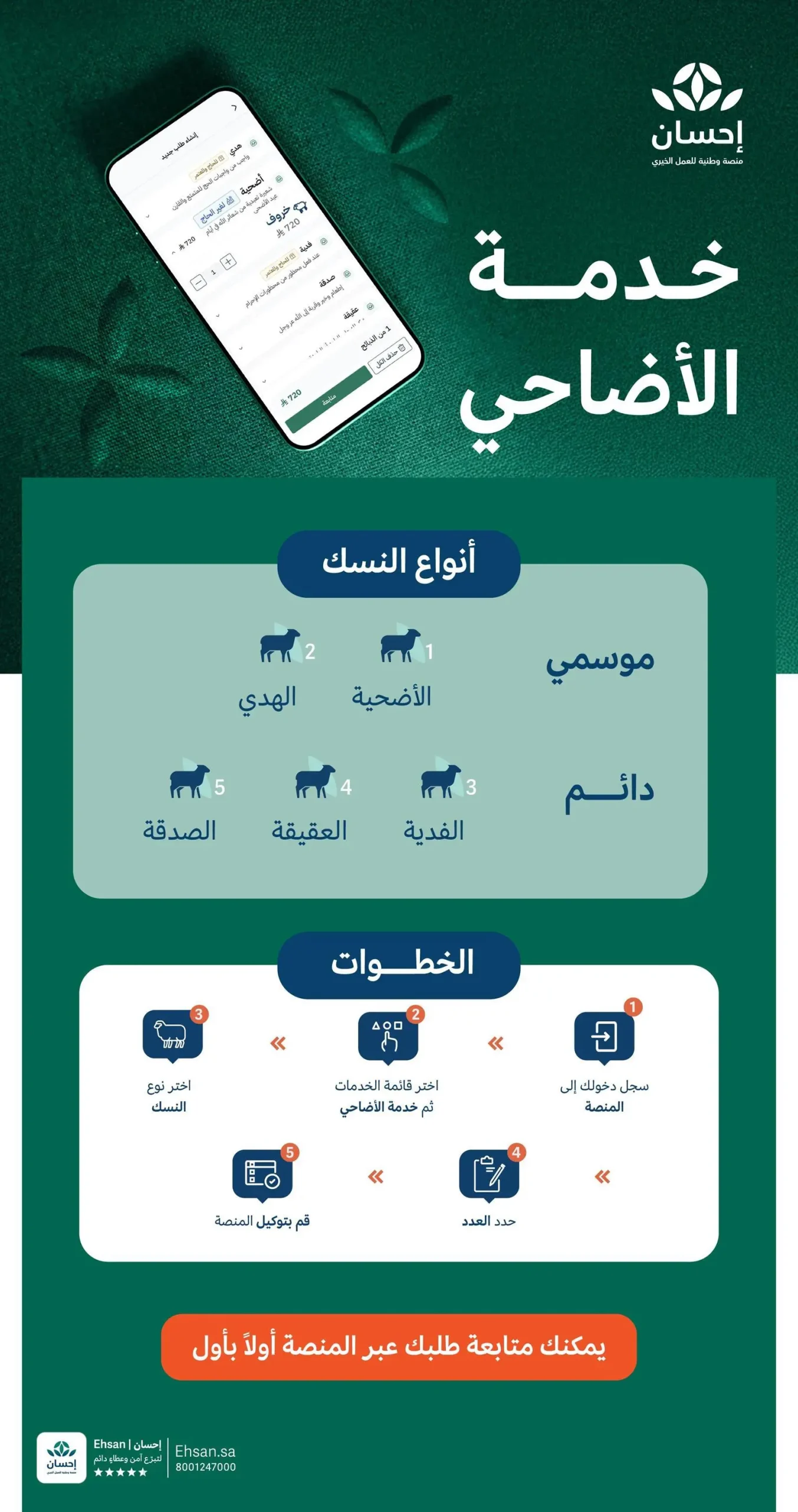 بالتعاون مع مشروع “أضاحي” .. منصة “إحسان” تستقبل طلبات الأضاحي لموسم #حج_1446هـ
