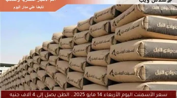 سعر الأسمنت اليوم الأربعاء 14 مايو 2025.. الطن يصل إلى 4 آلاف جنيه