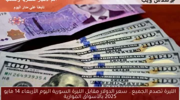 الليرة تصدم الجميع.. سعر الدولار مقابل الليرة السورية اليوم الأربعاء 14 مايو 2025 بالأسواق الموازية