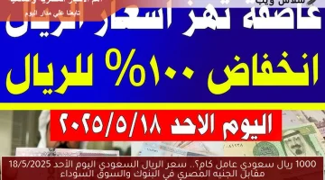 1000 ريال سعودي عامل كام؟.. سعر الريال السعودي اليوم الأحد 18/5/2025 مقابل الجنيه المصري في البنوك والسوق السوداء