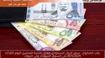 هبـــوط في الأخضر.. سعر الريال السعودي مقابل الجنية المصري اليوم الثلاثاء 20/5/2025 في السوق السوداء