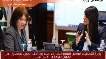 وزيرة التخطيط تواصل المفاوضات مع صندوق النقد الدولي للحصول على تمويل بقيمة 1.3 مليار دولار