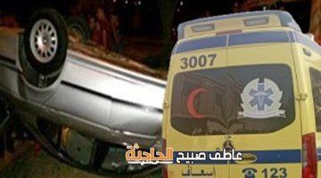 سوهاج.. مصرع مهندسة وإصابة زوجها وأطفالها الثلاثة في حادث انقلاب سيارة بأخميم