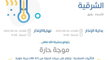 حالة الطقس اليوم في الشرقية: الإنذار الأصفر في الأحساء وبقيق