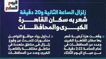 حكاية زلزال الساعة 2 الفجر فى القاهرة الكبرى وبعض المحافظات.. إنفوجراف