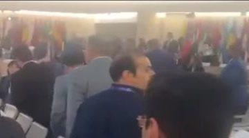 انسحاب جماعى من قاعة مؤتمر العمل الدولى احتجاجا على كلمة مندوب الاحتلال.. صور