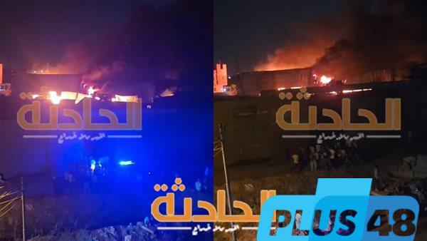 عاجل.. حريق هائل يلتهم مصنع نصار جروب للحديد بالقليوبية وفرق الإطفاء تكافح النيران