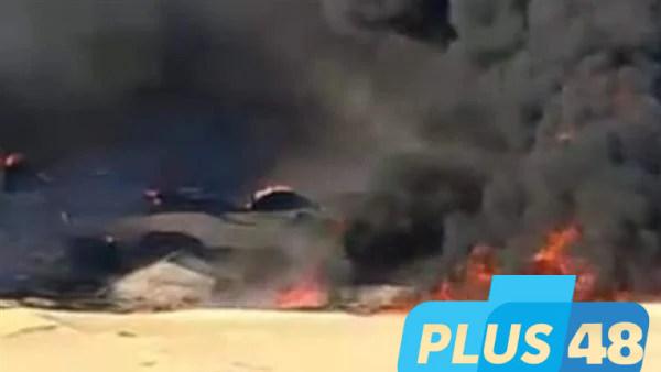 تفحم 3 أشخاص في انفجار شاحنة مواد بترولية على طريق الواحات